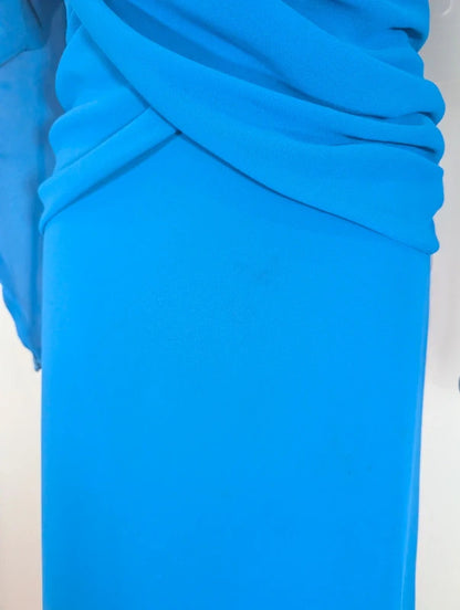 Vintage 80s Parigi Electric Blue Statement Dress UK10