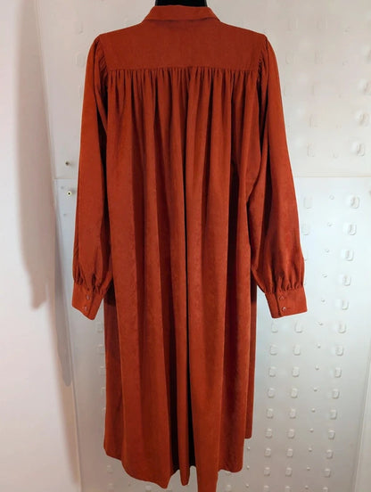 Vintage 1970s/80s Jean Bailly Paris Rust Shirt Dress Made in France
