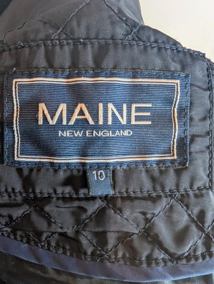 Maine New England Utility Jacket UK10 Navy Belted Quilted Detail Elbow Patch