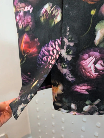 Ted Baker Dark Floral Scuba Bodycon Midi Dress Size 1 UK8