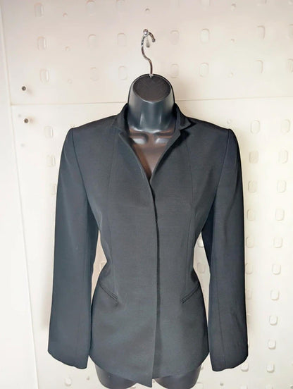 Jaeger Tailored Stand Collar Jacket UK8 Wool Blend