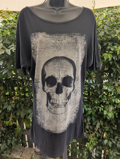 Topshop Gothic Skull Print T Shirt Dress Black UK8