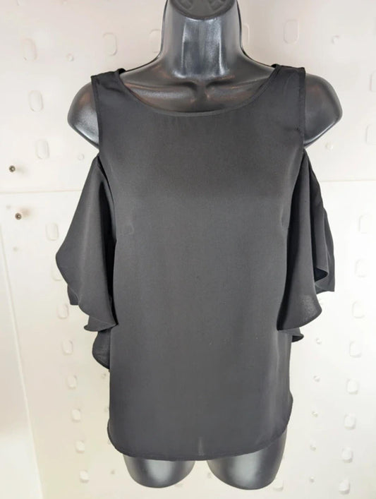 Guess Black Off Shoulder Frill Top XL