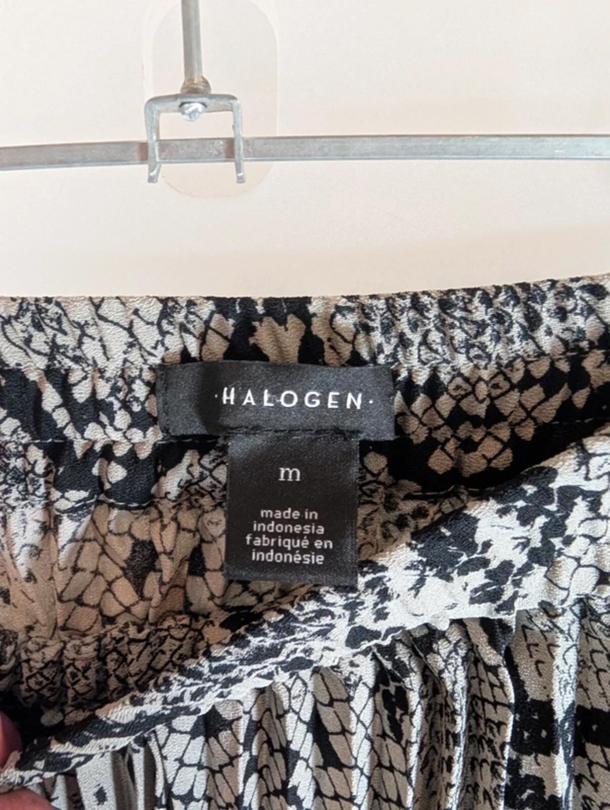 Halogen Snake Print Pleated Midi Skirt Grey Black Medium