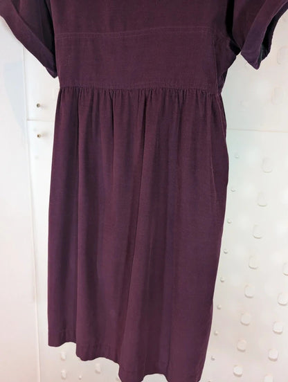 DKNY Aubergine Needle Cord Empire Dress Size 12
