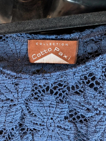 Navy Sheer Lace Crop Top – Micro Tee Festival Layering – XS/S