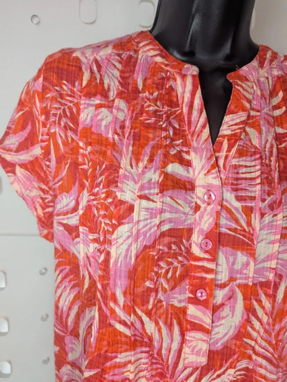 Lolly's Laundry Tropical Shirt Size M - Orange Palm Print