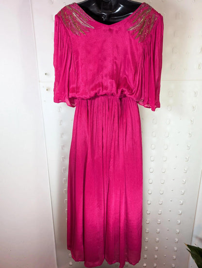 Louizon Astral Fuchsia Occasion Maxi Dress  UK 16 RRP £150
