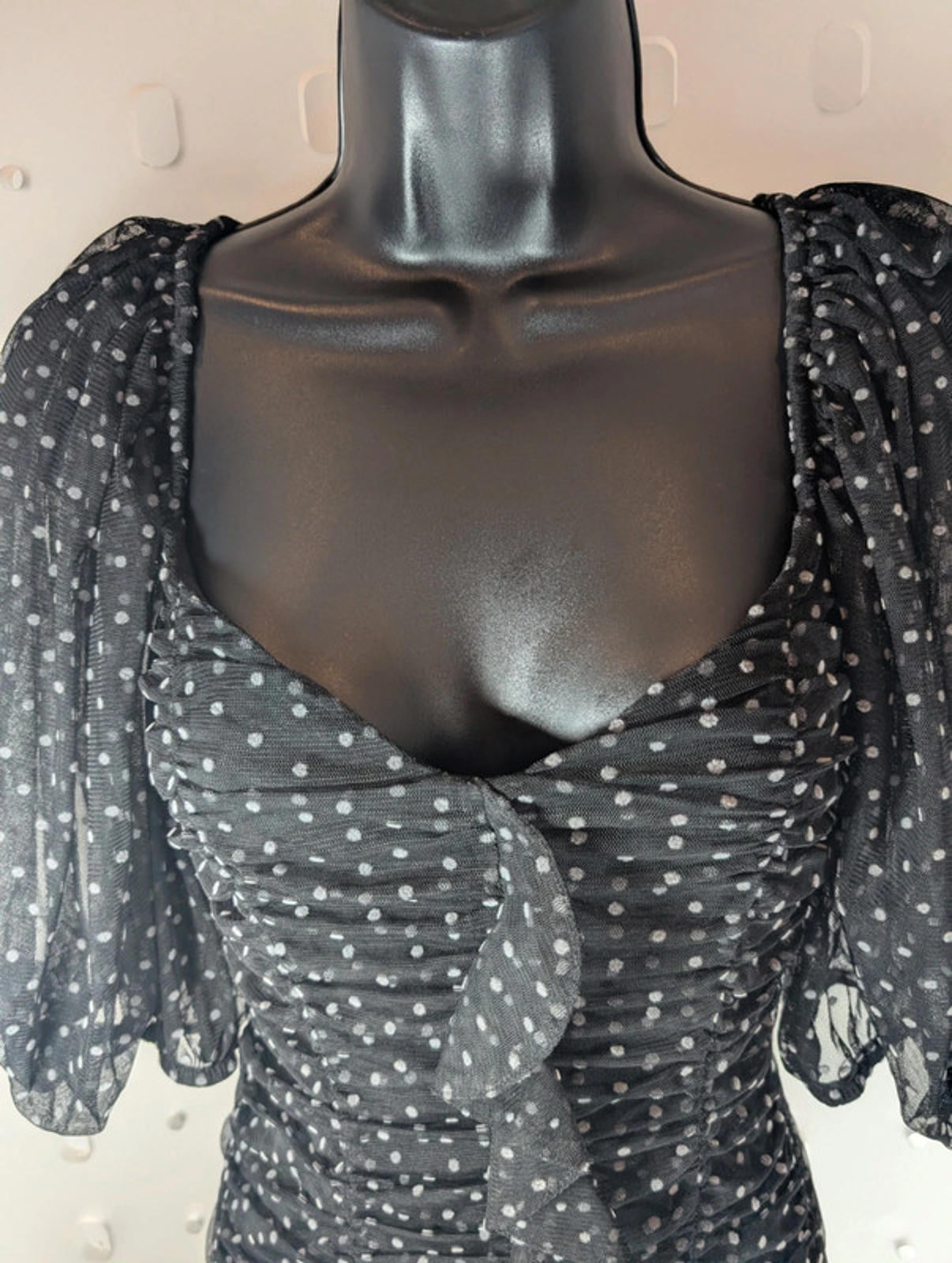 ZARA Black Polka Dot Bodycon Dress – Size Small (best for UK 6)