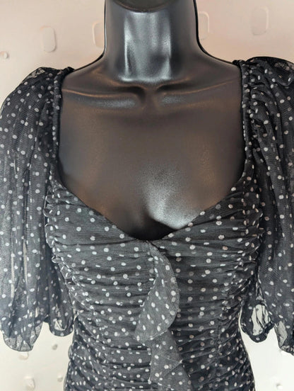 ZARA Black Polka Dot Bodycon Dress – Size Small (best for UK 6)