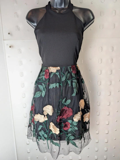 Ada Gatti Halter Neck Embroidered Dress (Made in Italy) Size S
