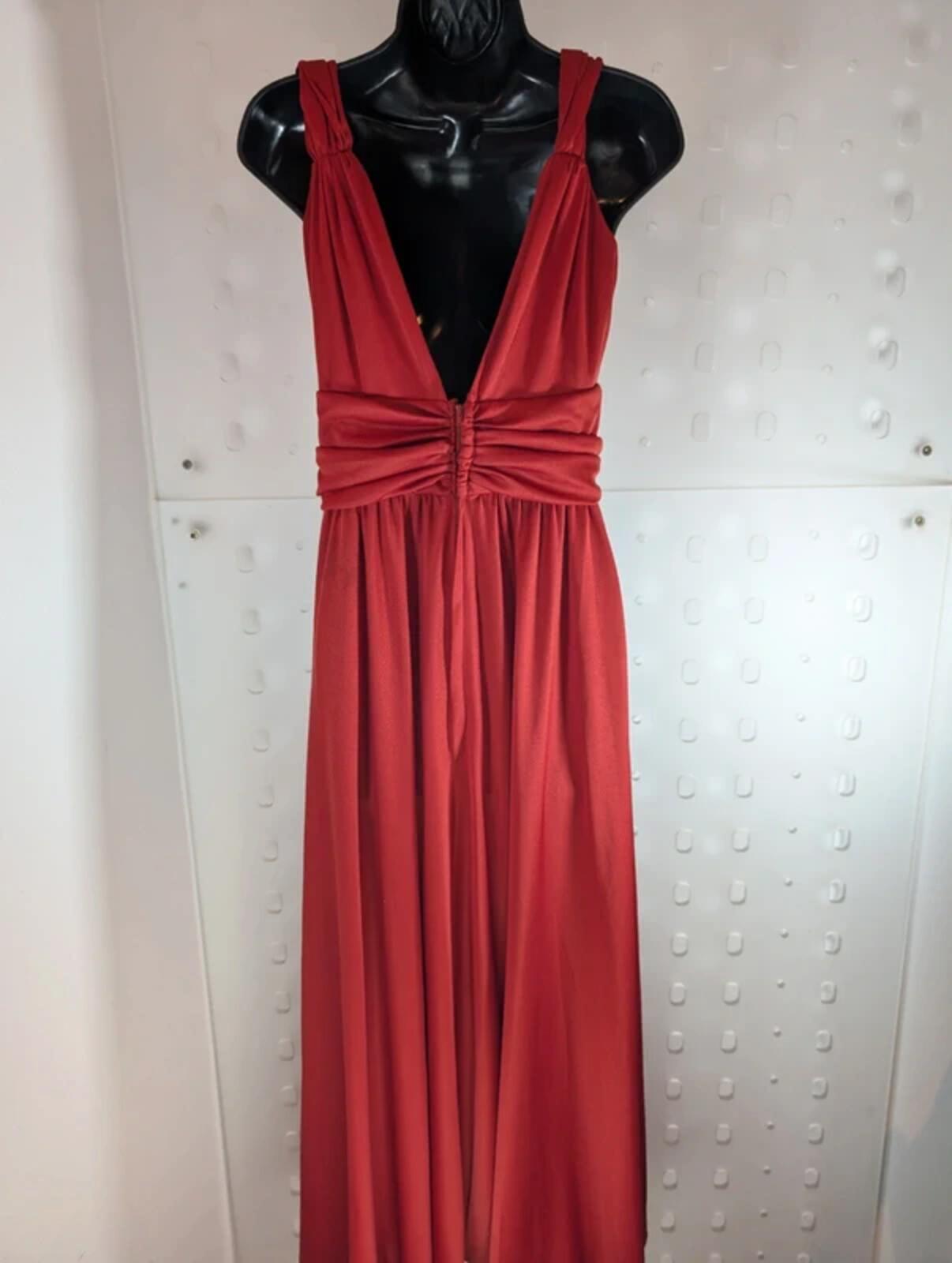 Josh Charles Vintage 70s Maxi Dress Made In England Cummerbund Waist