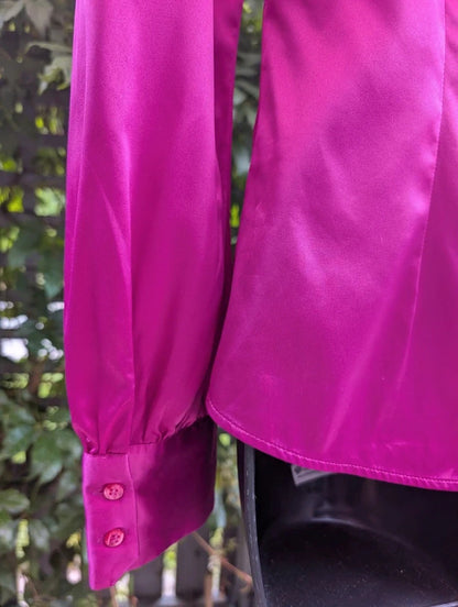 Hawes & Curtis Pussy Bow Blouse Fuchsia Pink UK8