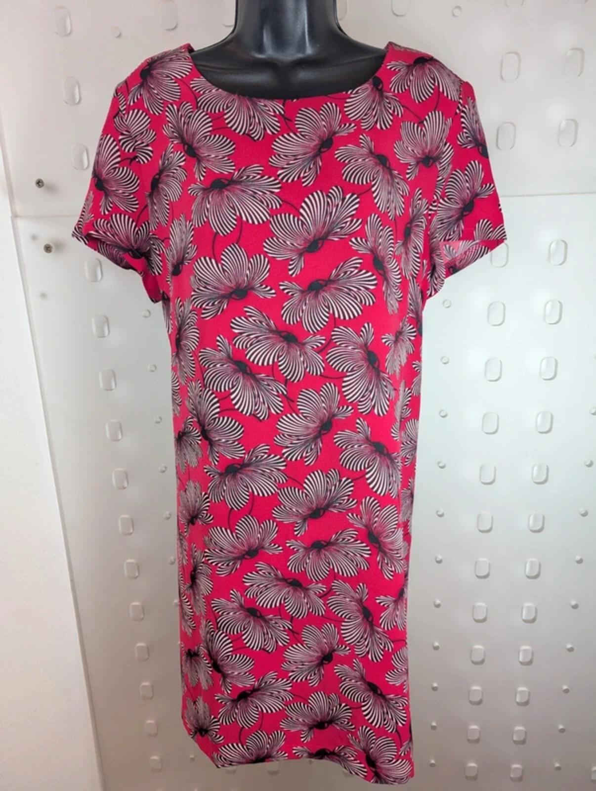Marina Kaneva Poppy Print Shift Dress Pink UK16