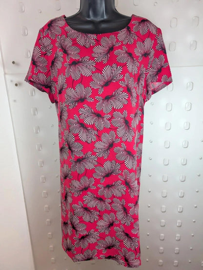 Marina Kaneva Poppy Print Shift Dress Pink UK16