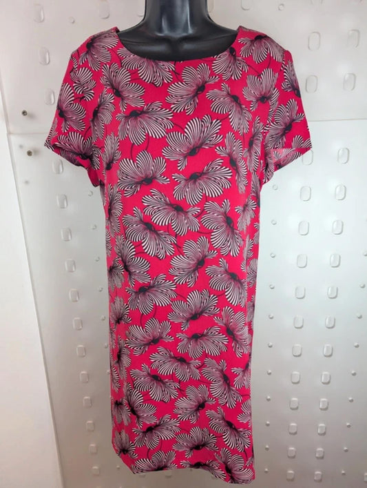 Marina Kaneva Poppy Print Shift Dress Pink UK16