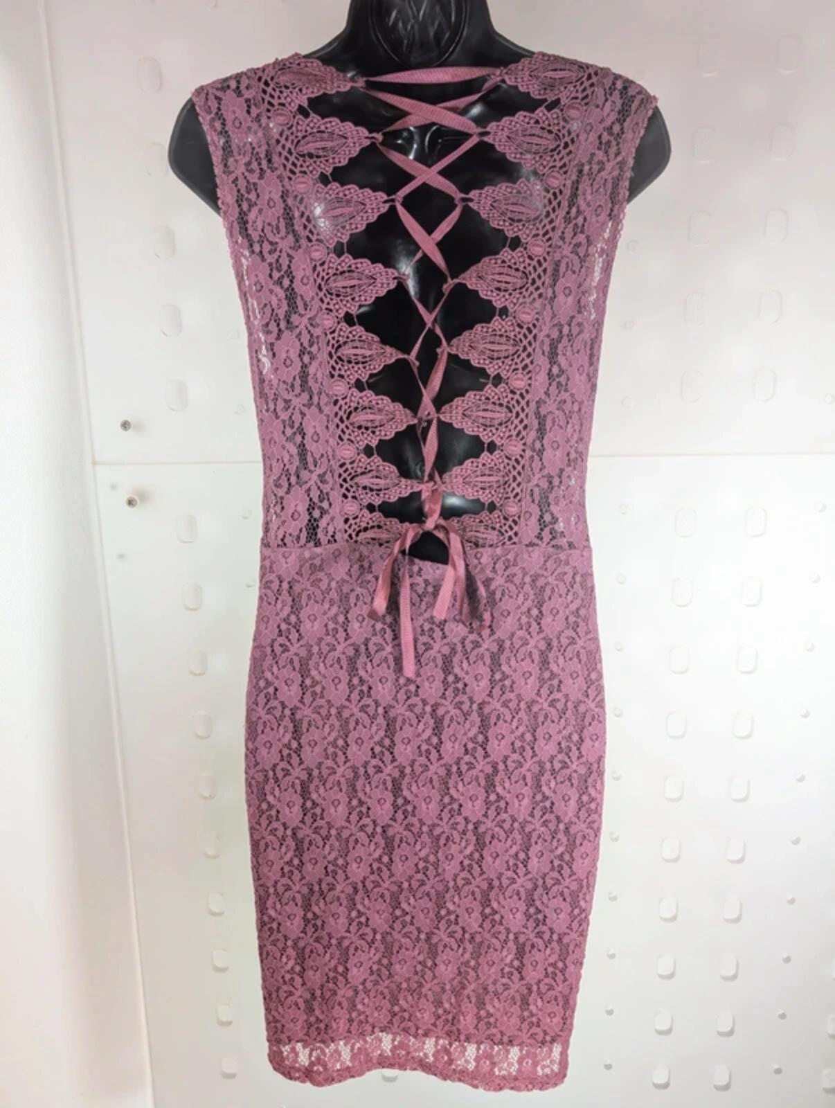 Topshop mauve lace up bodycon dress UK12