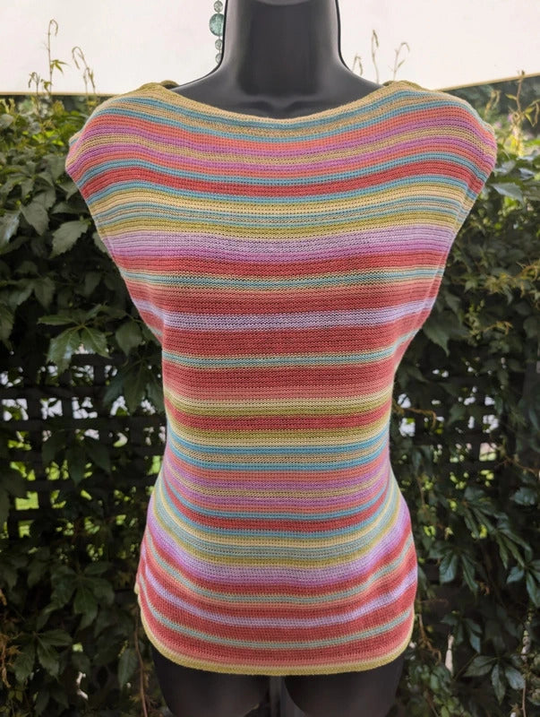 Lauren Ralph Lauren Linen Silk Blend Striped Top Medium