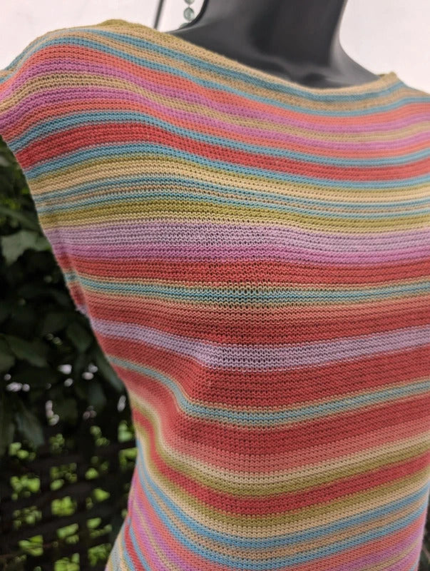 Lauren Ralph Lauren Linen Silk Blend Striped Top Medium