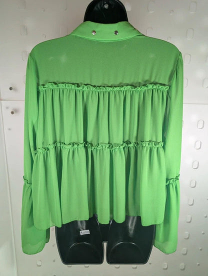 Gil Santucci Layered Blouse Vibrant Green Small