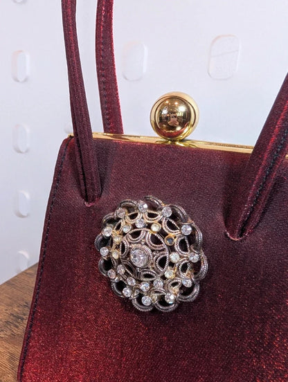 Vintage 1950s 60s Red Diamanté Mini Evening Bag