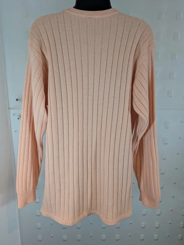 Vintage German Peach Merino Wool Blend Diamanté Giraffe Jumper UK18