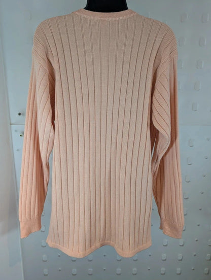Vintage German Peach Merino Wool Blend Diamanté Giraffe Jumper UK18