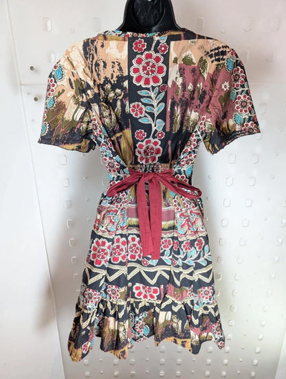 Joe Browns Boho Cotton Dress Tie Back Square Neck UK 14