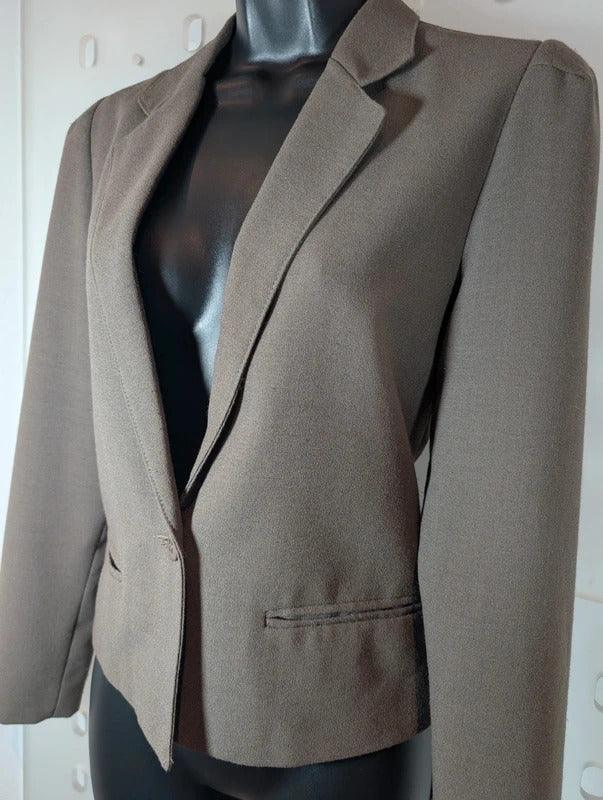 Vintage Jacques Vert Cropped Wool Blend Jacket UK10 Made in England
