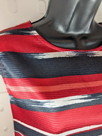 Per Una Striped Longline Tunic Top Red Black White UK14 NWT