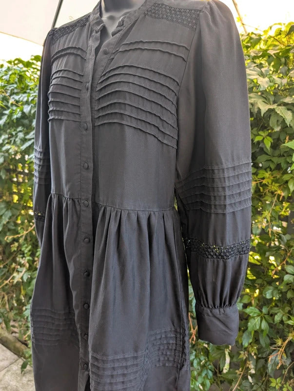 Levete Room Cotton Pintuck Dress Black Small