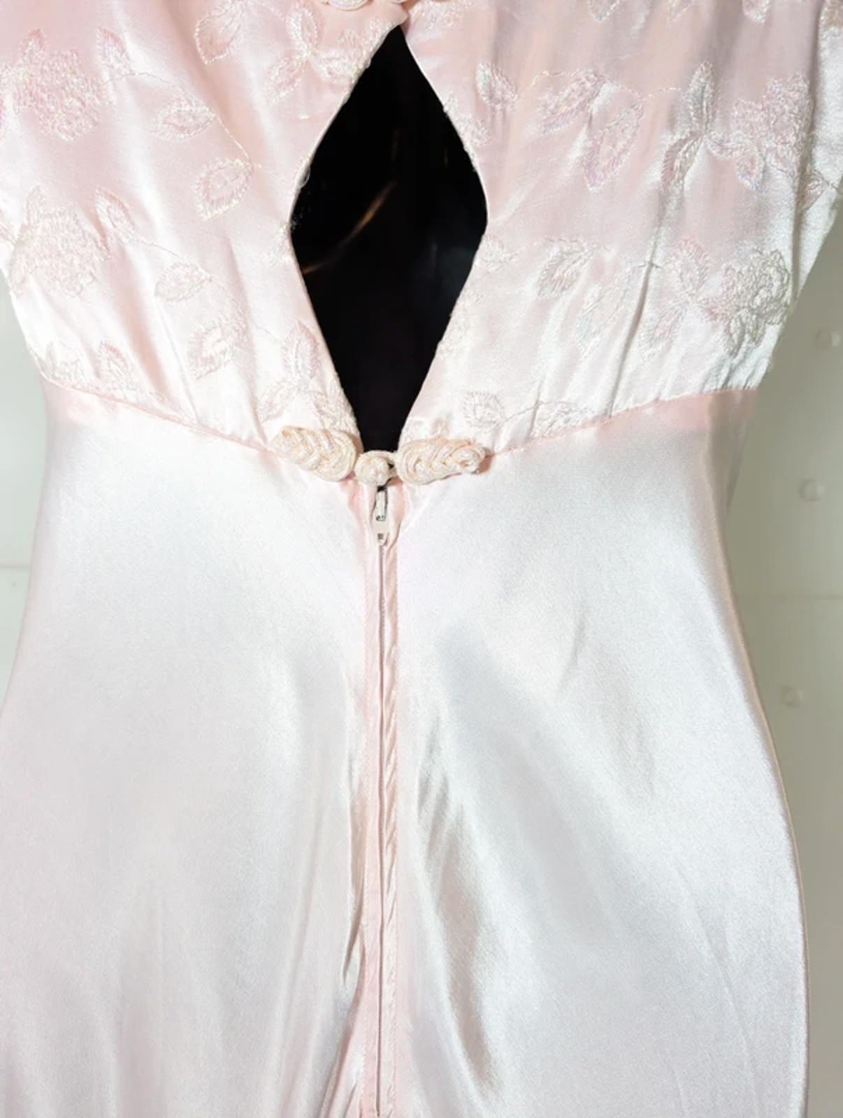 Vintage 90s Bias Cut Rayon Zum Zum Maxi Dress Empire Embroidered Bodice UK 6/8