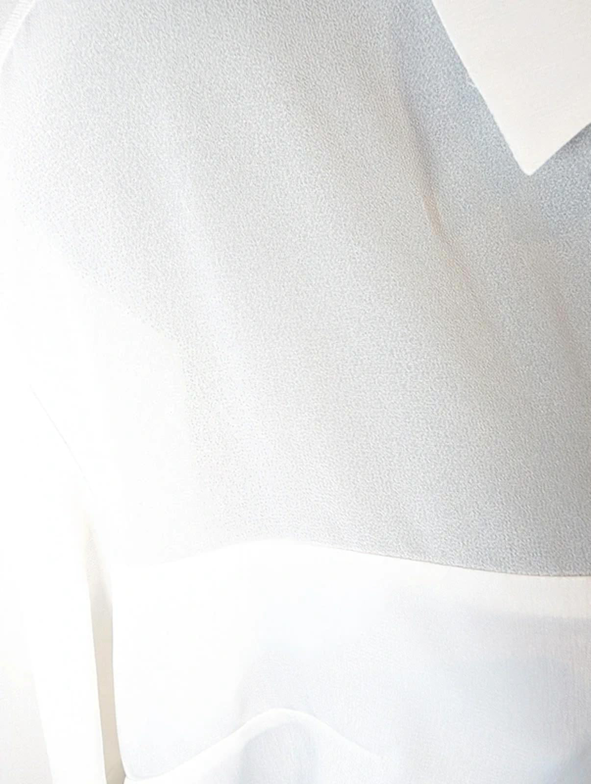 French Connection Longline Sheer Shirt White UK8 Minimal Classic