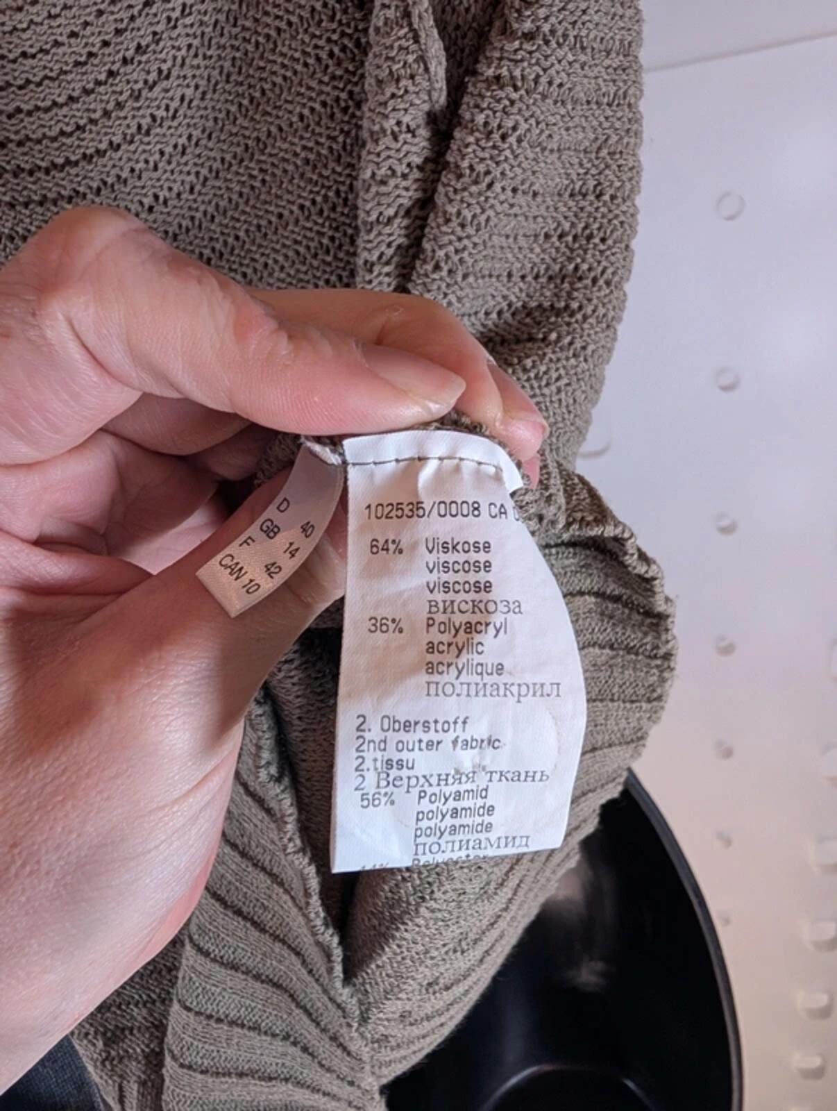 Lucia Khaki Crochet Knit Top Boho Scoop Neck Vest Brooch Detail Lightweight