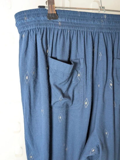 Fat Face UK12 Navy Printed Viscose Trousers