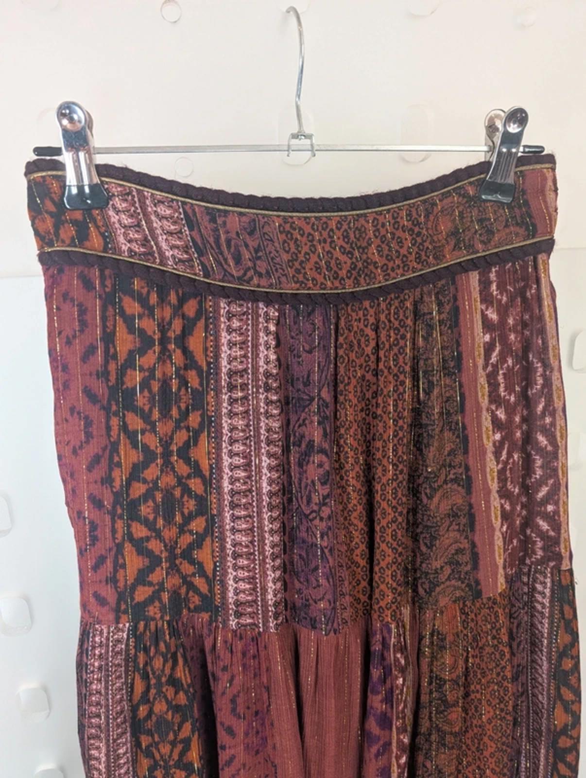 Louizon Boho Maxi Skirt Gold Thread Detail NWT XS