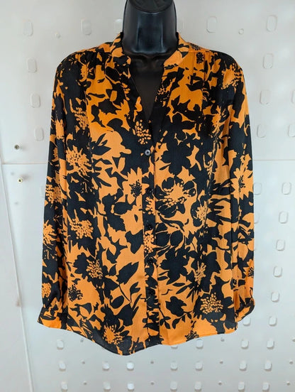 M&S Autograph Orange Botanical Print Blouse UK12