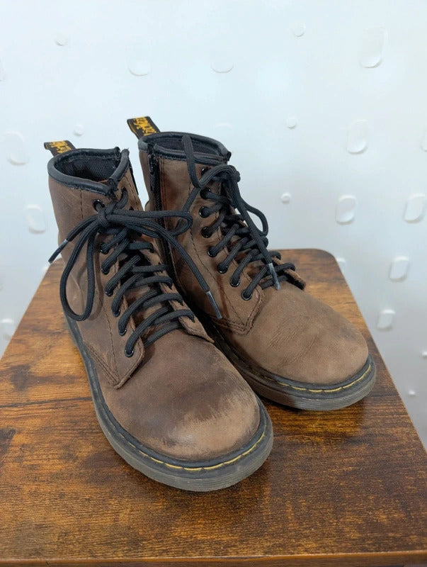 Dr. Martens Kids Brown Leather Lace Up Zip Boots UK13