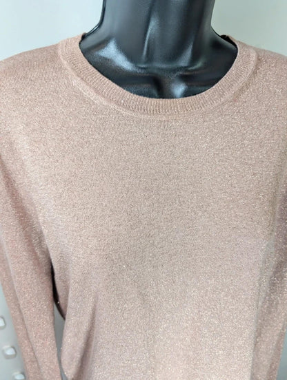 Whistles Pink Metallic Knit Jumper UK 12 Relaxed Fit Lightweight Sparkle