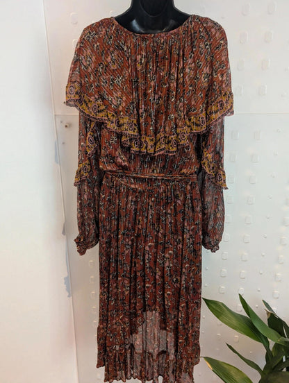 Louizon Boho Midi Dress Metallic Thread Size 2 UK10–12 NWT