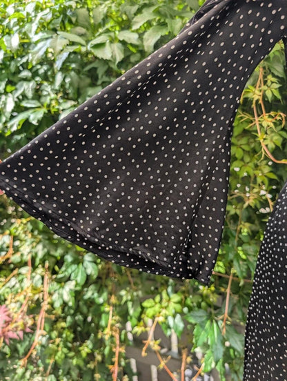 Ghost Black Polka Dot Midi Dress | Keyhole Neck | Cut Out Shoulders | UK M