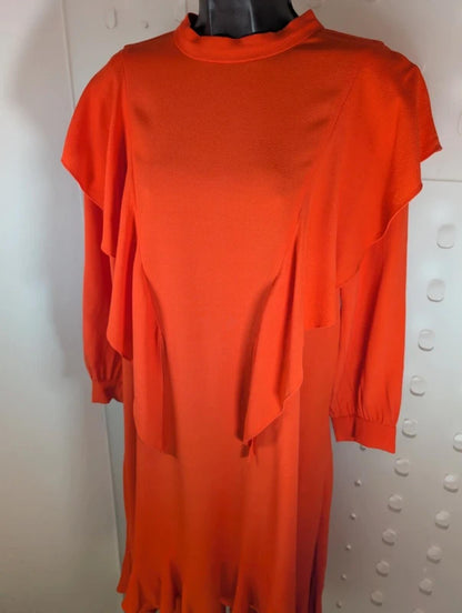 & Other Stories Frill Neck Midi Dress Orange NWT UK8