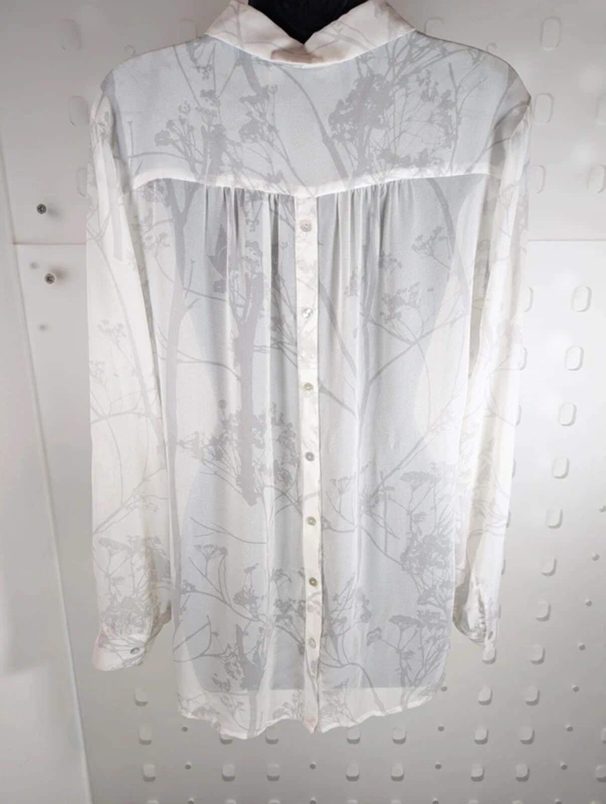 Mint Velvet Elderflower Print Sheer Blouse White UK12