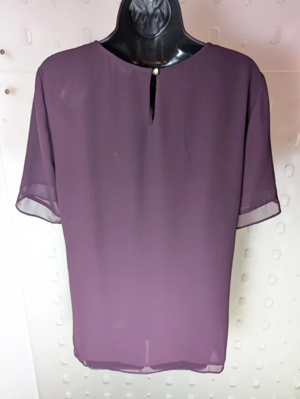 DKNY Aubergine Sheer Trim Blouse UK 8