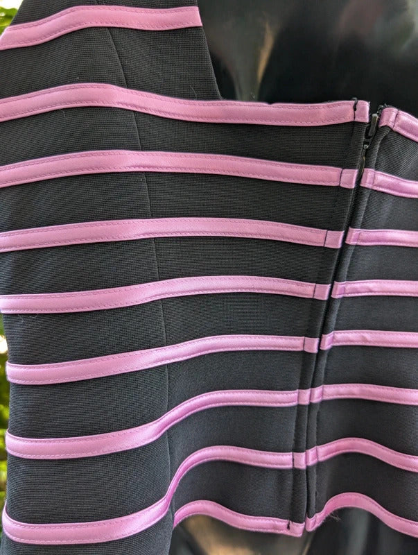 Joseph Ribkoff Trends Satin Stripe Corset Top Black Pink UK16