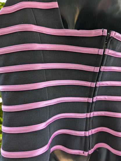 Joseph Ribkoff Trends Satin Stripe Corset Top Black Pink UK16