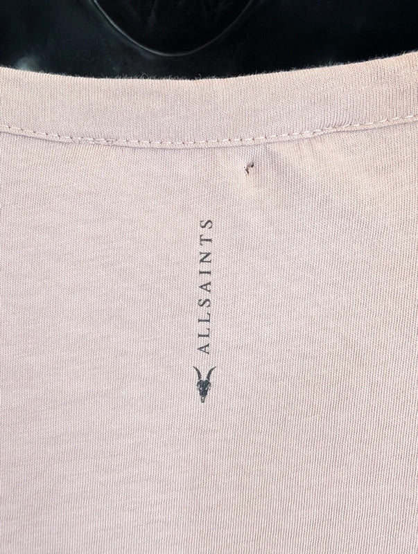 AllSaints Bela Blush Pink Organic Cotton Raw Edge T Shirt L