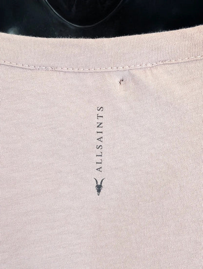 AllSaints Bela Blush Pink Organic Cotton Raw Edge T Shirt L