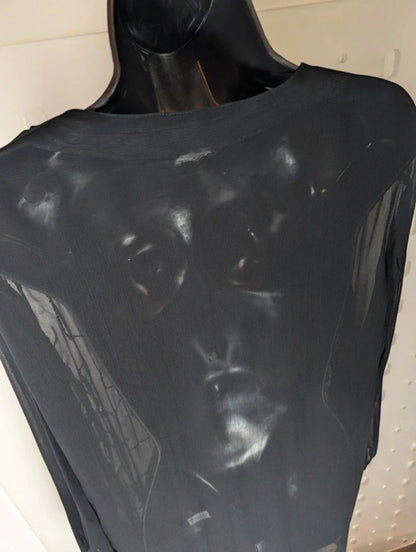 Vintage Sheer Beaded Sequin Blouse Free Size Viscose Evening Layer