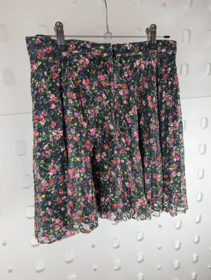 Topshop Floral Mesh Mini Skirt Black Pink UK6